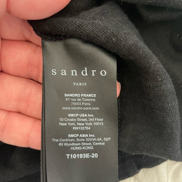 Sandro Black Linen Sleeveless Ruffled Silk Blouse - Picture 4 of 7